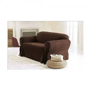 Chezmoi Collection Soft Micro Suede Solid Chocolate Brown Couchsofa Cover Slipcover