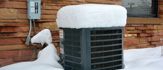 heating system covered in snow