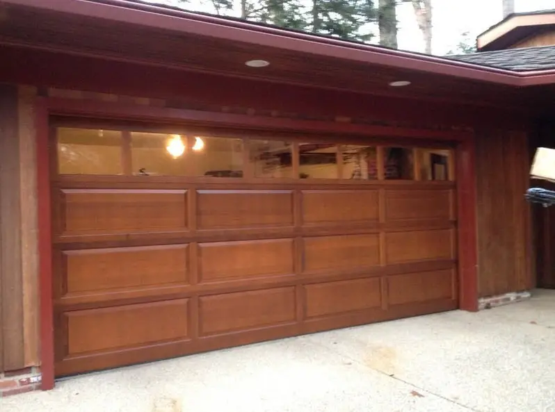 red wood textured garage door
