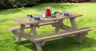 wooden picninc table for six people