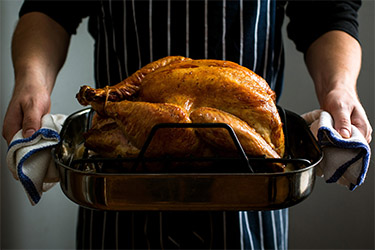 The turkey starts to burn
