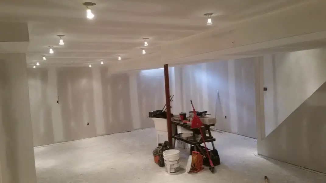 basement renovation drywall job