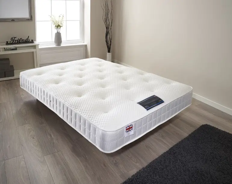 Bed mattress in a living room
