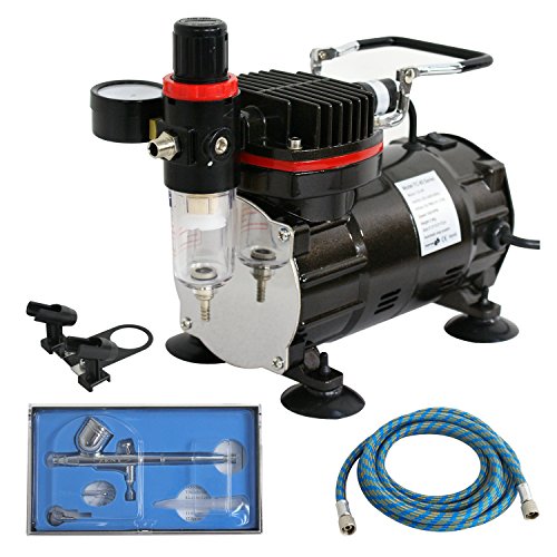 Master Airbrush Multifunctional Gravity Feed Double Acting Airbrush Kit  with 6 Foot Hose and a Powerful 1/5 HP Single Piston Silent Air Compressor  : : Arts & Crafts