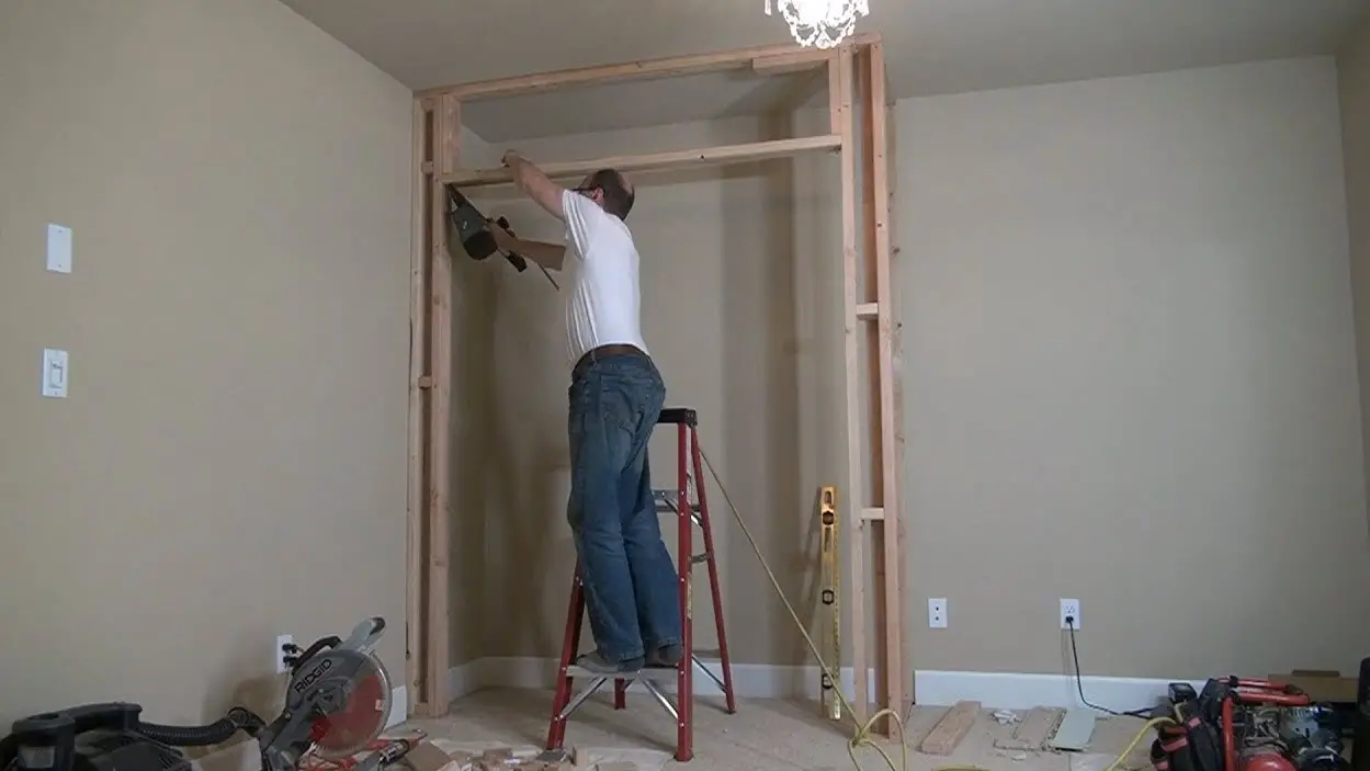 man building a diy closet