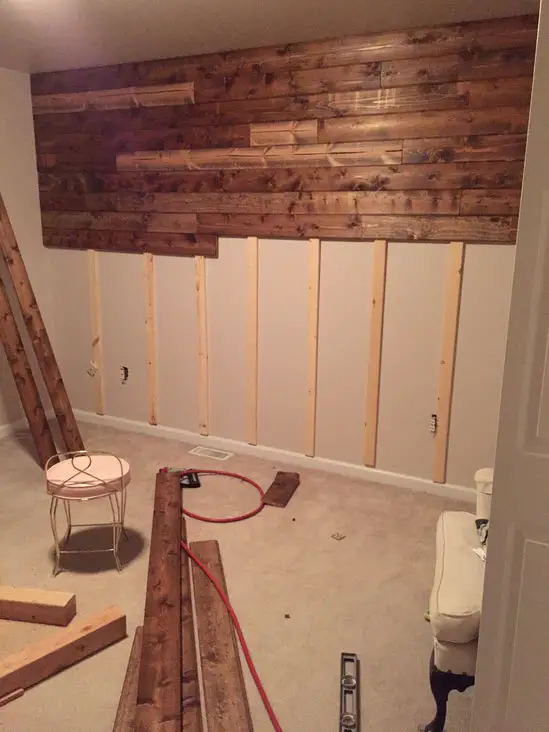 how to attach wood planks to wall