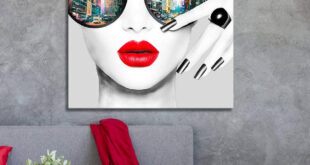 bold modern wall art in red and gray